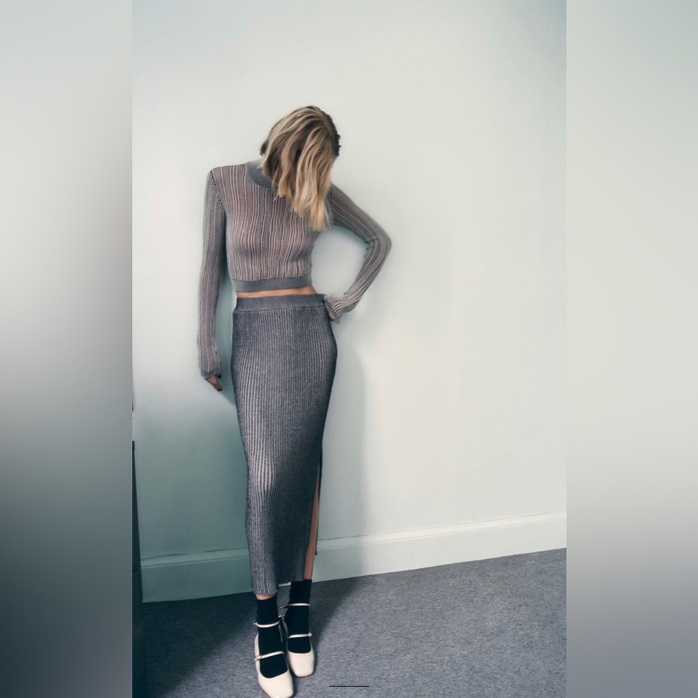Zara Coords Set.Ribbed Crop Top. Long Ribbed Skirt. NWT